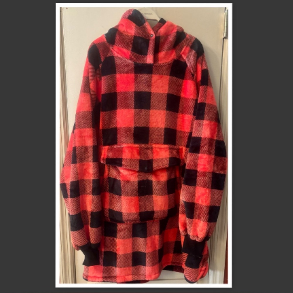 Krifey Oversized Hoodie Blanket, Wearable Sherpa Blanket Hooded Sweatshirt